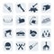 Vector lumberjack and sawmill icons set.Vector symbols. Vector illustration