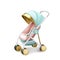 Vector luxury baby stroller pram 3d render