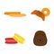 Vector macaroon baked bread products icons isolated set meal bakery wheat loaf rye grain snack breakfast baguette cereal