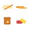 Vector macaroon fresh baked bread products icons isolatedset meal bakery wheat loaf rye grain snack breakfast baguette