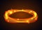 Vector magic gold circle. Glowing fire ring trace on black background. Ellipse line with flying sparkling flash lights.