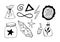 Vector magic icons vector illustration. Hand drawn doodles sketch magician set. Witchcraft symbols - crystal, sign, mason jar,