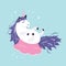 Vector magic illustration of cute dreaming unicorn