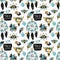 Vector Magic love seamless pattern, witch craft collection