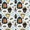 Vector Magic love seamless pattern, witch craft collection