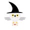 Vector magic polar owl with letter and wizard hat