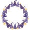 Vector Magical Starry Wizard Hats Circle Wreath