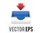 Vector mail, document paper tray icon with red down arrow for email inbox