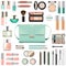 Vector Makeup Cosmetics with Mint Green Handbag