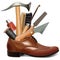 Vector Male Brown Shoe with Cobbler Tools