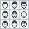 Vector male faces icons set