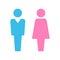 Vector male and female icon set. Gentleman and lady toilet sign. Man and woman user avatar. Flat design style.