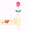 Vector of male hand and arm with heart tattoo with word Happy Valentine giving nice pink rose to someone.