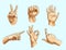 Vector male hand gesture icon set