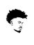 Vector male head silhouette.Black African American man with curly Mohawk hair .