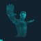 Vector man with hand up to stop. Human showing stop gesture