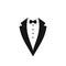 Vector Man`s Tuxedo Jacket Icon, Weddind Suit with Bow Tie.