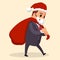 Vector manager or businessman dressed in Santa Claus. , illustration, flat
