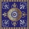 Vector mandala. Ancient greek key meander circle pattern. Blue f