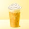 Vector Mango Frappe or Smoothie Beverage with ice cream & marshmallow topping