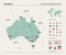 Vector map of Australia .  High detailed map with division, cities and capital Canberra. Political map,  world map, infographic