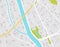 Vector map of city street on gray background. Graphic urban town for gps navigation. Simple abstract town with top view for