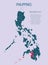 Vector map country Philippines divided on regions