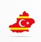 Vector map East Turkestan, Xinjiang combined with Turkish Macedonians flag