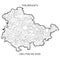 Vector map of the federal Free state of Thuringia, Germany