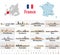 Vector map of France with main cities on it. French cities skylines icons. Navigation and location signs