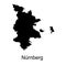 Vector map of German city Nurnberg Nuremberg black