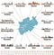 Vector map of Germany state Norrth Rhine-Westphalia with largest cities skylines