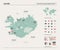 Vector map of Iceland. High detailed country map with division, cities and capital Reykjavik. Political map,  world map,