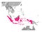 Vector map of Indonesia. Pink highlighted in Southeast Asia region