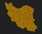 Vector map Iran made gold sequins or glitters