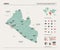 Vector map of Liberia. High detailed country map with division, cities and capital Monrovia. Political map,  world map,