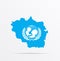 Vector map Luhansk People`s Republic combined with United Nations International Children`s Emergency Fund UNICEF flag
