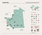 Vector map of Mauritania. Country map with division, cities and capital Nouakchott. Political map,  world map, infographic