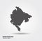 Vector map Montenegro. Flat vector icon with shadow