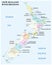 Vector map with the most important wine regions of New Zealand