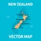 Vector map of New Zealand with cities, rivers and roads on separate layers