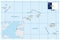 Vector map of the portuguese archipelago Azores in the Atlantic ocean with flag, Portugal