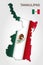 Vector map of Tamaulipas state combined with waving Mexican national flag - Vector