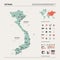 Vector map of Vietnam.  High detailed country map with division, cities and capital Hanoi. Political map,  world map, infographic