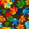 Vector maple autumn leaves seamless pattern. Multicolor fall background with leaves.
