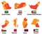 Vector maps and flags arabic countries of with administrative divisions regions borders