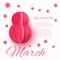 Vector March 8 invitation card. Happy International Womens Day background