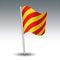 Vector maritime signal flag Y Yankee on slanted metal silver pole - symbol of I am dragging my anchor - yellow and red colo