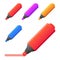 Vector markers illustration, set of markers with red line