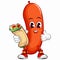 vector mascot character illustration of a sausage with a delicious burrito